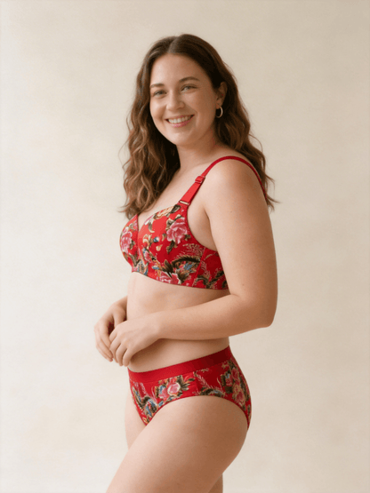 Seamless Plus Size Bra with Floral Print for Curvy Women