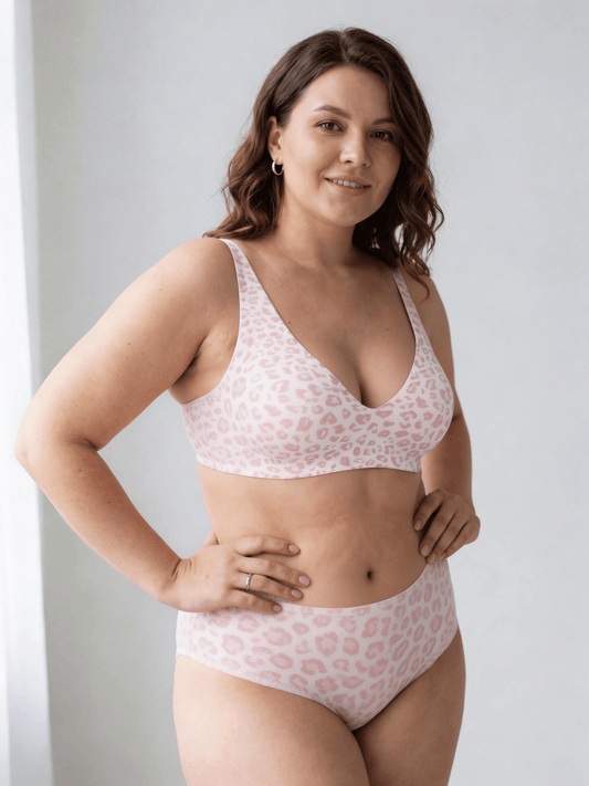 Wireless Full-Coverage Bra with Leopard Print Choosable
