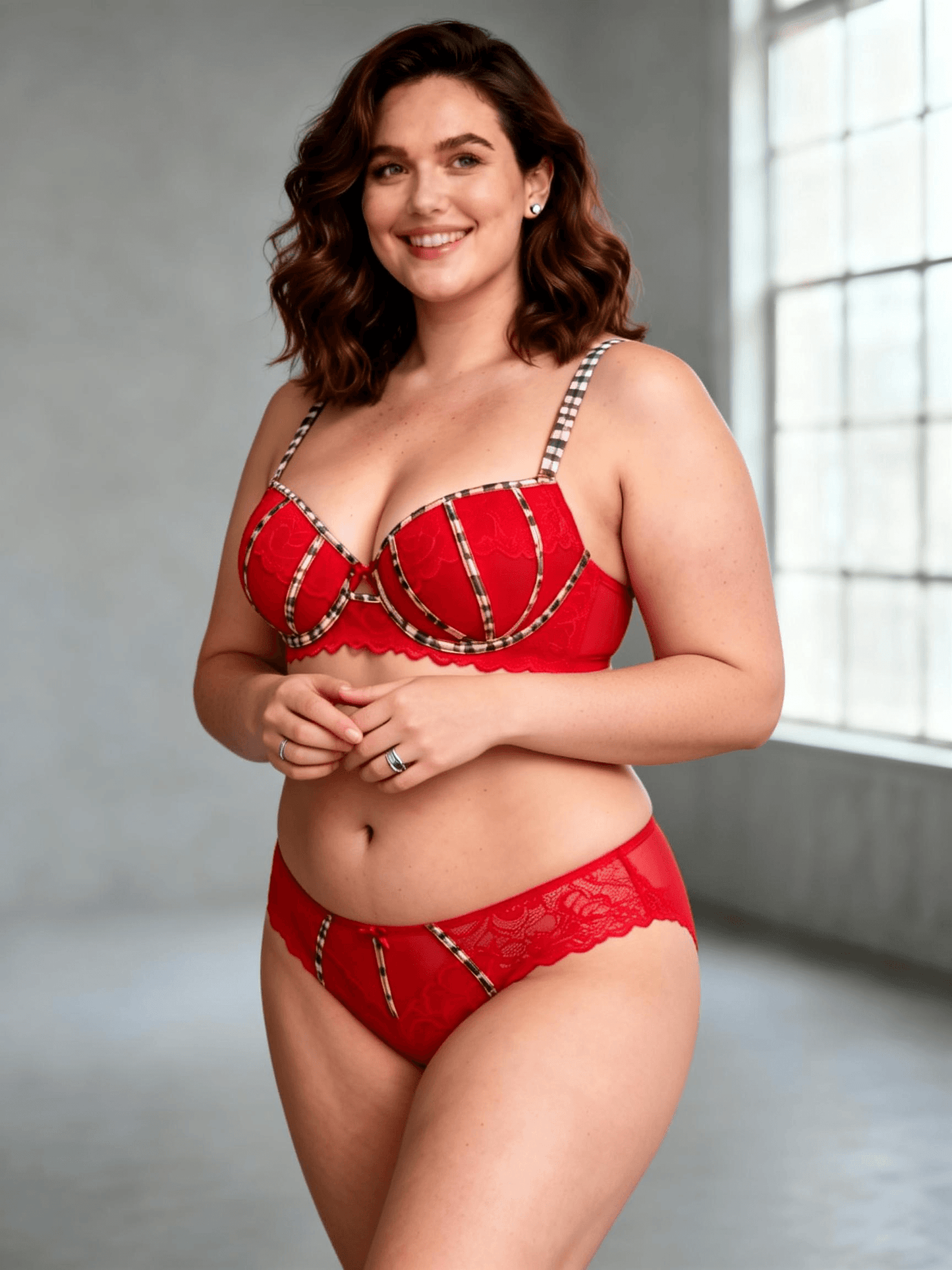 Plus Size Lace Leopard Print Elegant Push Up Bra Set for Women