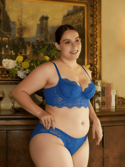 French Style Minimizer Lace Bra Set for Plus Size