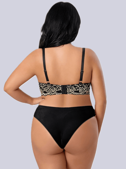 D-G Cups Plus Size Underwire Push Up Lace Bra, Back Smoothing & Minimizer