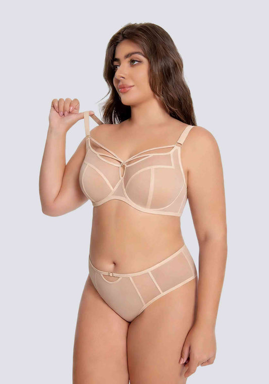 plus size mesh underwire bra set offering lifted support and a secure fit for full bust