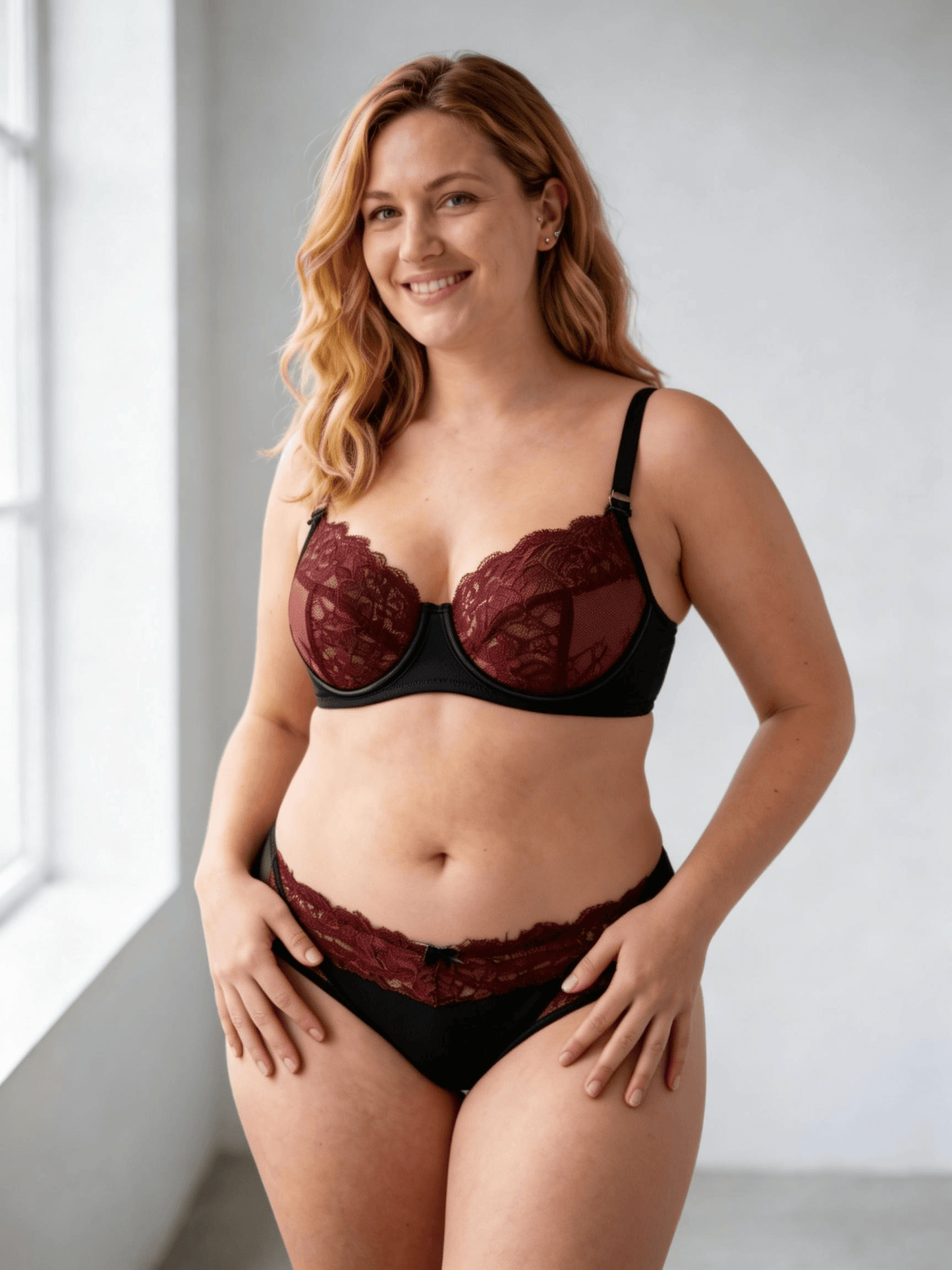Elegant Style Lace Net-Like Push Up Bra Set for Women