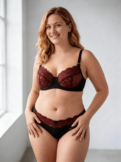 Elegant Style Lace Net-Like Push Up Bra Set for Women