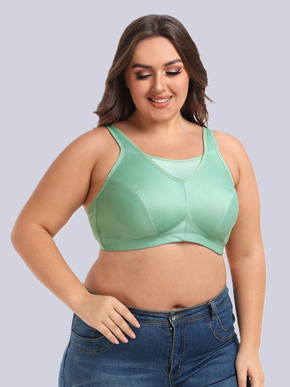 front closure gather breast bra, plus size and comfortable for all body types.