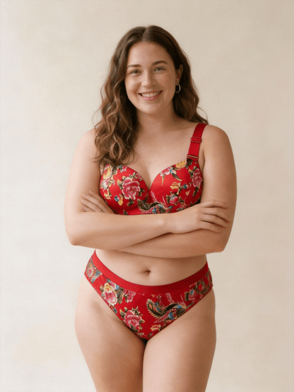 Seamless Plus Size Bra with Floral Print for Curvy Women