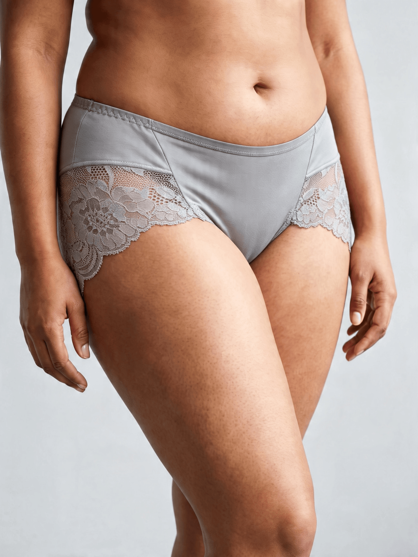 Lace Seamless Breathable Moisture Plus Size Mid-Rise Panties