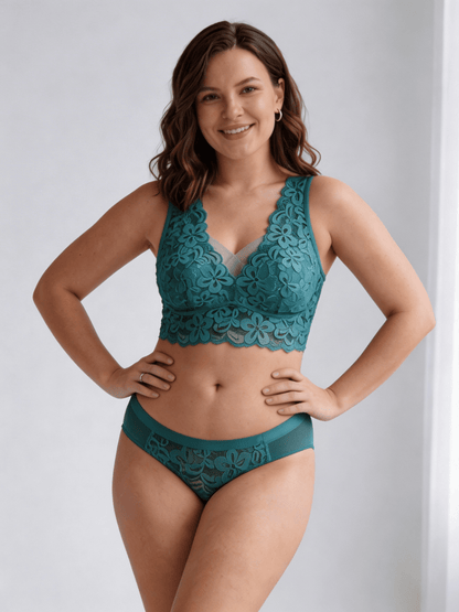 Plus Size Pure Lace Wireless Bra, Seamless & Breathable Design