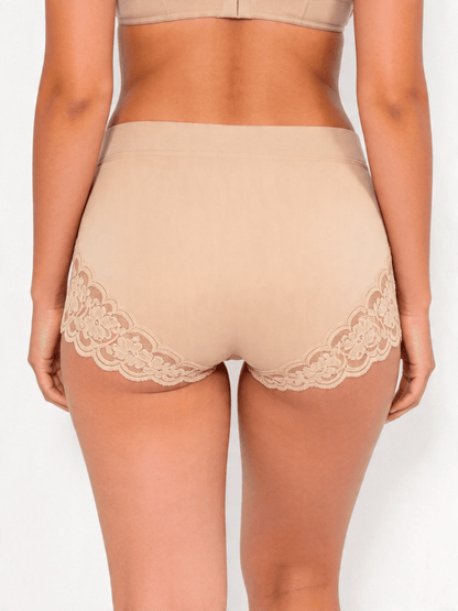Lace Seamless Breathable Moisture Plus Size Mid‑waist Briefs