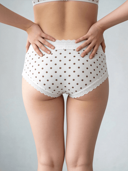 Comfortable Antibacterial Polka Dot Print High Waist Plus Size Briefs