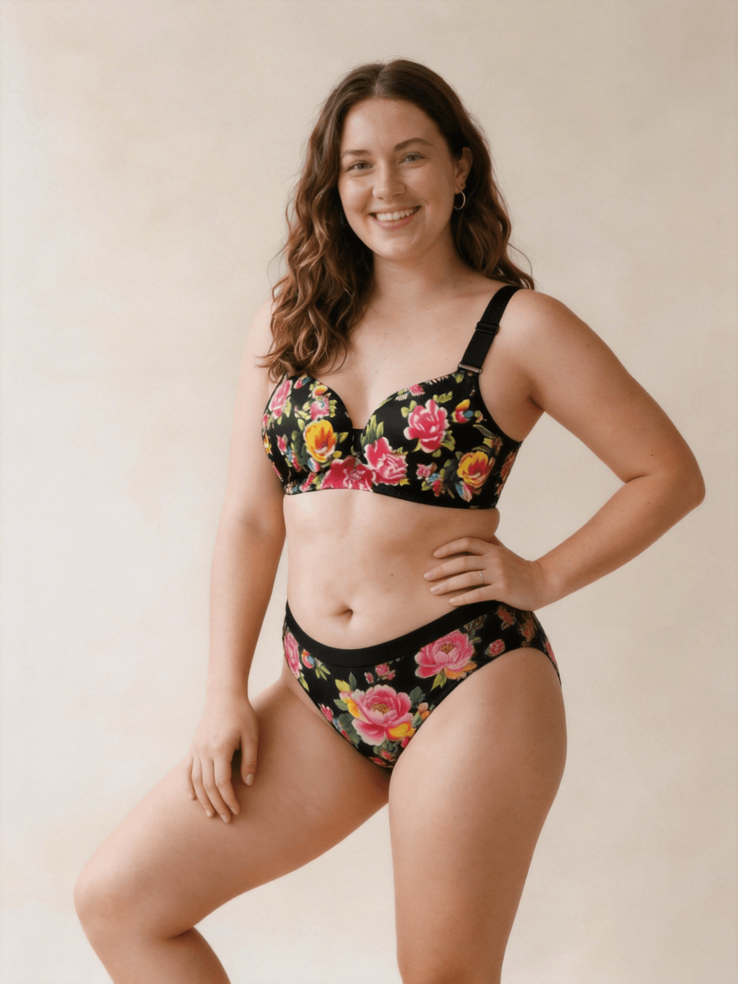 Seamless Plus Size Bra with Floral Print for Curvy Women