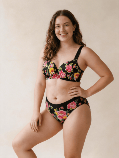 Seamless Plus Size Bra with Floral Print for Curvy Women