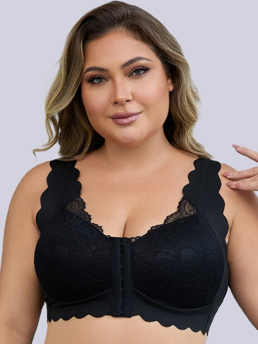 front hook plus size bra, tank top style that can be worn alone or as inner wear.