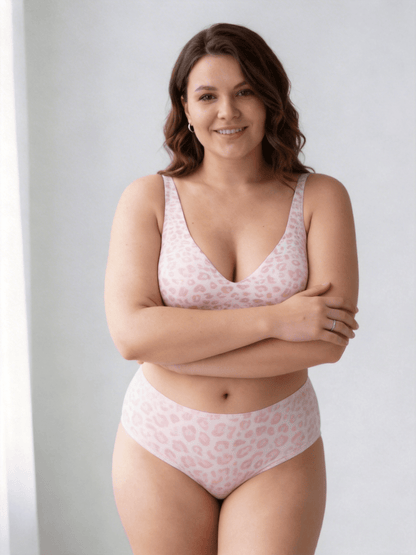 Wireless Full-Coverage Bra with Leopard Print Choosable