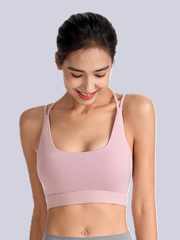 stylish hollow back details make this sports bra fashionable enough to wear alone or layer.